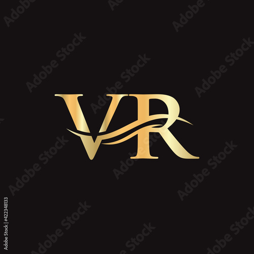 Swoosh Letter VR Logo Design for business and company identity. Water Wave VR Logo with modern trendy