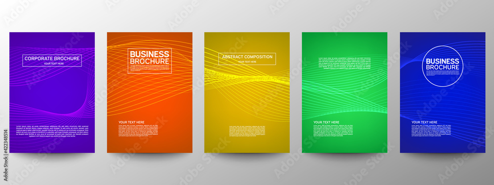 Cover geometric minimal. Set. Vector abstract line pattern for poster design. Set of templates for business brochures. Cool gradients. Graphic pattern for annual album backdrop. Cover geometric minimal. Set. Vector abstract line pattern for poster design. Set of templates for business brochures. Cool gradients. Graphic pattern for annual album backdrop.