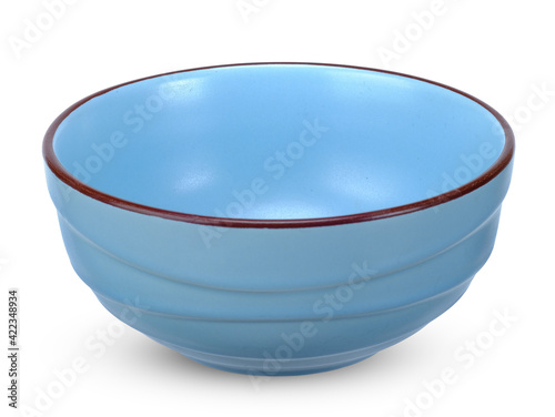 Blue bowl isolated on white. bowl clipping path