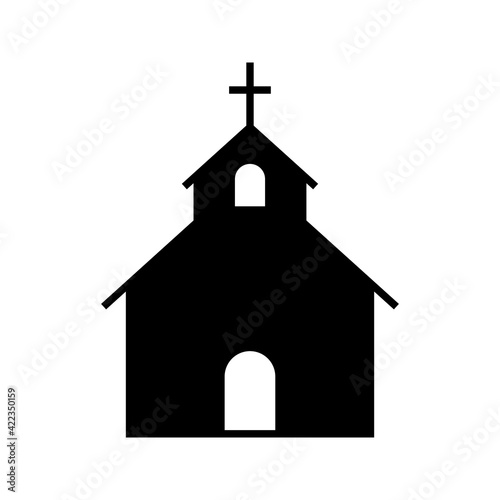 Church silhouette icon. Clipart image isolated on white background