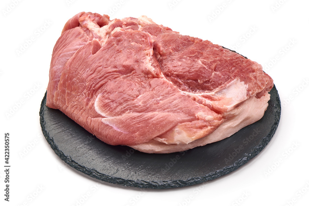 Raw pork meat, isolated on white background Raw pork meat, isolated on white background