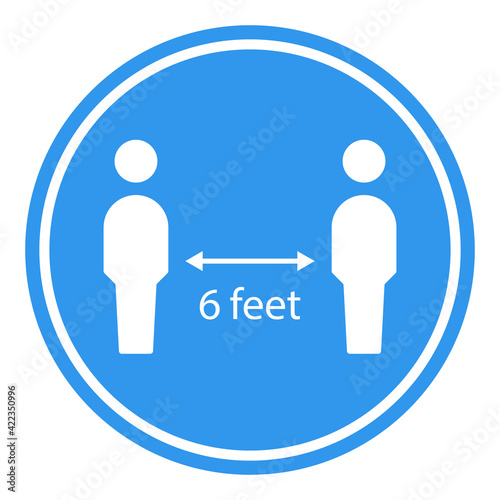 6 feet apart distance sign. Clipart image
