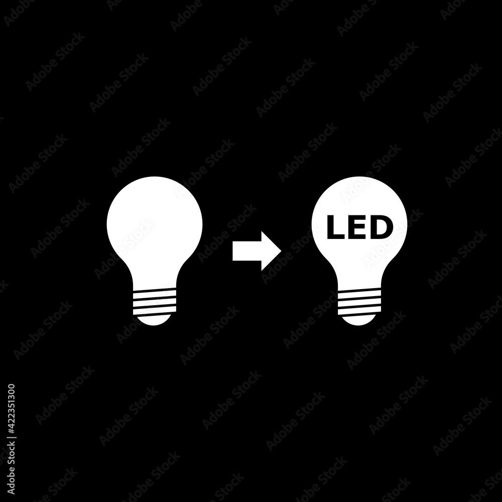 Led and usual light bulbs icon isolated on dark background Led and usual light bulbs icon isolated on dark background