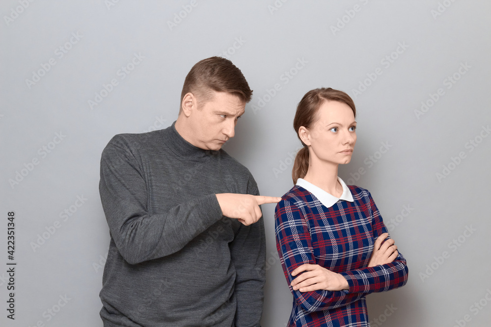 Portrait of couple after quarrel, relationship concept Portrait of couple after quarrel, relationship concept