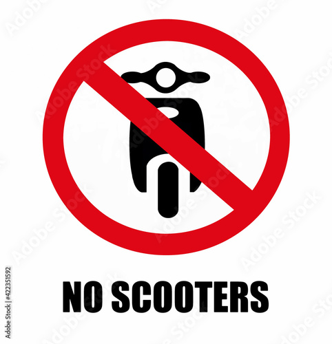 No scooters, prohibition sign with the front view silhouette of a motor scooter 