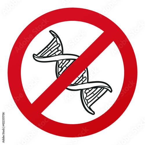 No DNA Symbol Isolated on White Background. Genetic Free Vector Illustration Prohibition Stop Sign.
