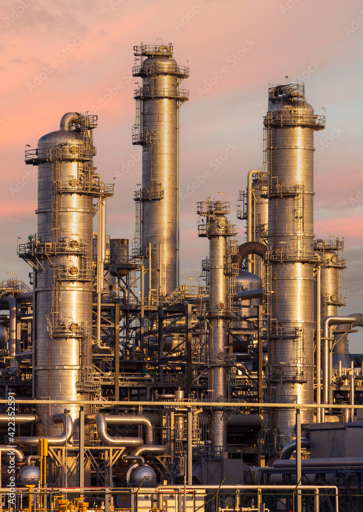 Oil refinery industrial petroleum process plant. Oil refinery industrial petroleum process plant.