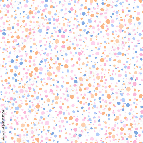 Color ink splashes and stains seamless pattern. Artistic surface vector design. Fabric print texture.