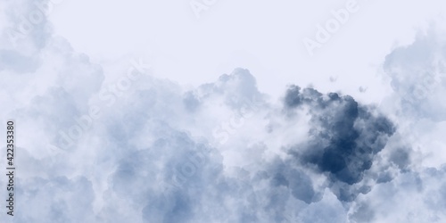 Clouds in black blue sky for different backgrounds with realistic black blue-blue sky and cumulus clouds. The image can be used to design a banner, flyer and postcard.