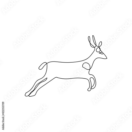 Deer illustration of continuous line drawing art