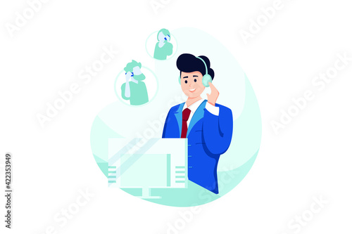 Online Support Vector Illustration concept. Flat illustration isolated on white background.