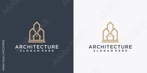 Simple and elegant architecture logo design line art with creative concept