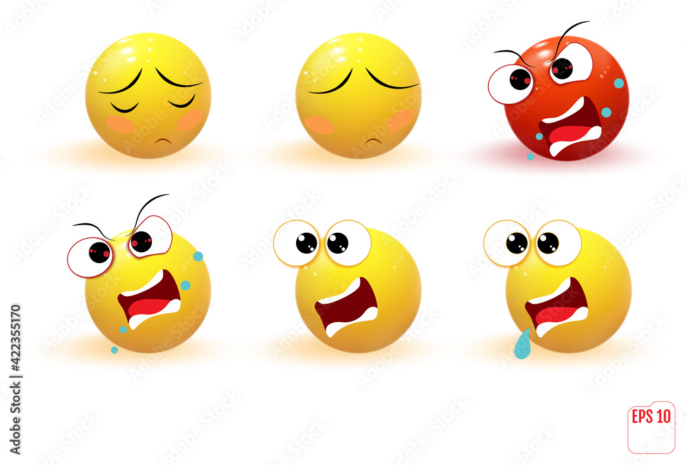 Set of yellow emotions. Emoji.