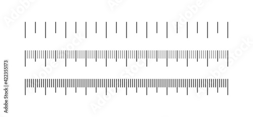 Measuring scale set, marking for ruler, marks for tape measure. Set of scale. Measuring tool. Ruler scale measure. Vector illustration. EPS 10 photo