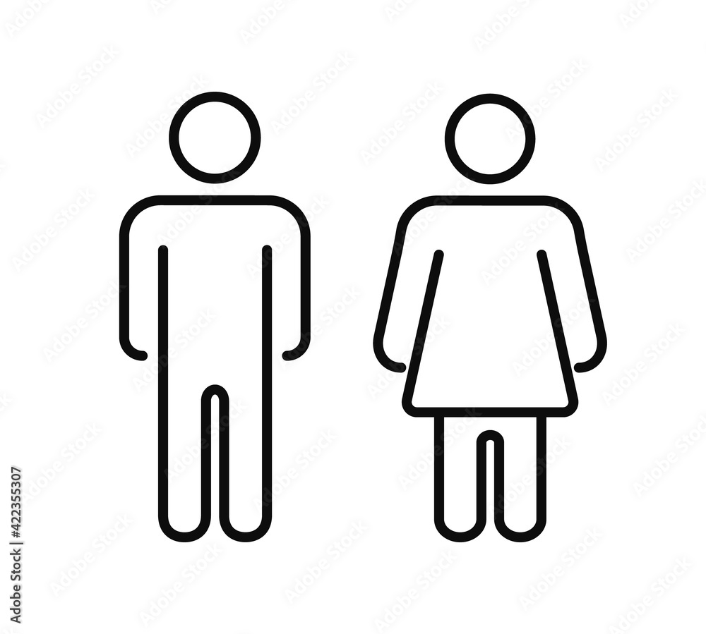 Man and woman symbol. Male and female toilet sign. Gentleman and lady toilet icon set. Gender icons. Washroom vector icon. Restroom icon. Vector illustration. EPS 10 Man and woman symbol. Male and female toilet sign. Gentleman and lady toilet icon set. Gender icons. Washroom vector icon. Restroom icon. Vector illustration. EPS 10