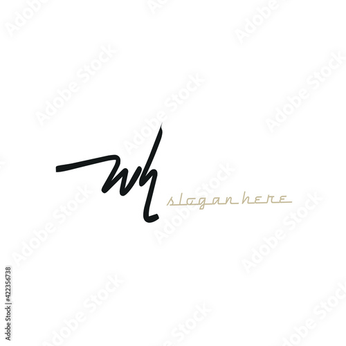 wh initial handwriting or handwritten logo for identity