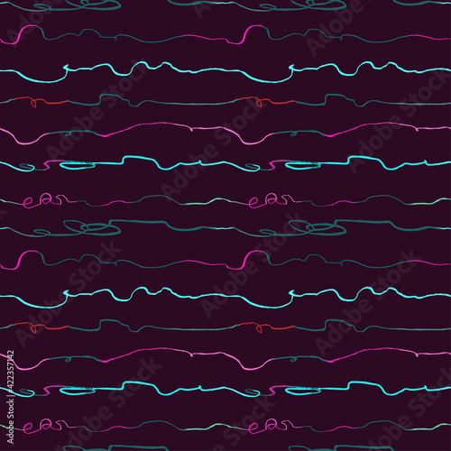 Seamless pattern with hand drawn abstract horisontal lines, doodles