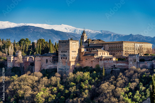 View of Alhambra Palace in Granada, Spain in Europe