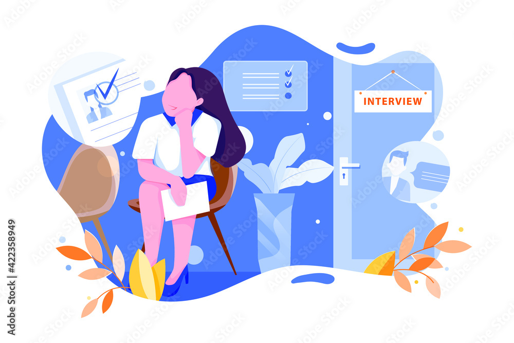 Obraz premium Waiting for job interview Vector Illustration concept. Flat illustration isolated on white background.