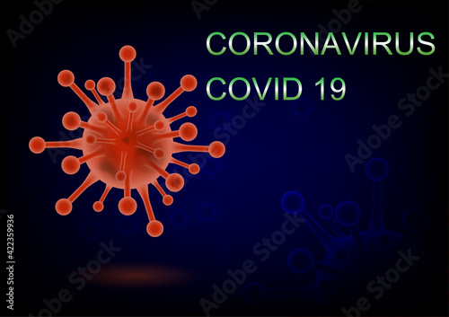 graphics design Corona vius covid 19 virus on the dark background vector illustration photo