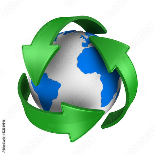 sign recycled and globe on ...