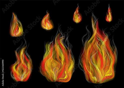 Fire flame  set