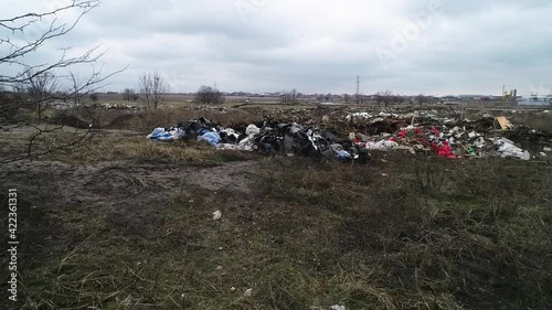 Autumn view of an illegal garbage dump
