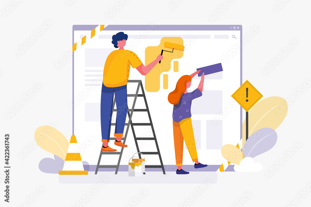 Page Under Construction Illustration concept. Flat illustration isolated on white background. Page Under Construction Illustration concept. Flat illustration isolated on white background.