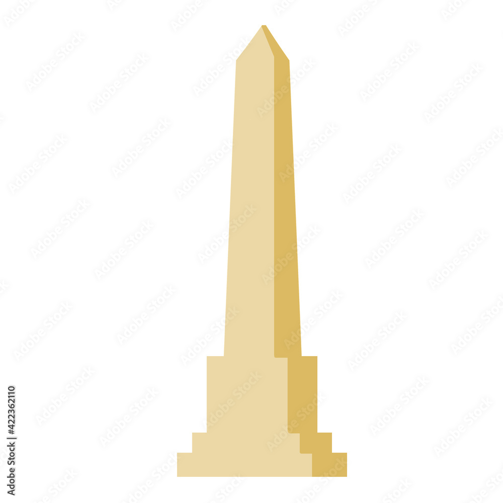 Obelisk. White stone monument. Historical monument. High pillar memorial and column. Flat illustration isolated on white - obrazy, fototapety, plakaty 