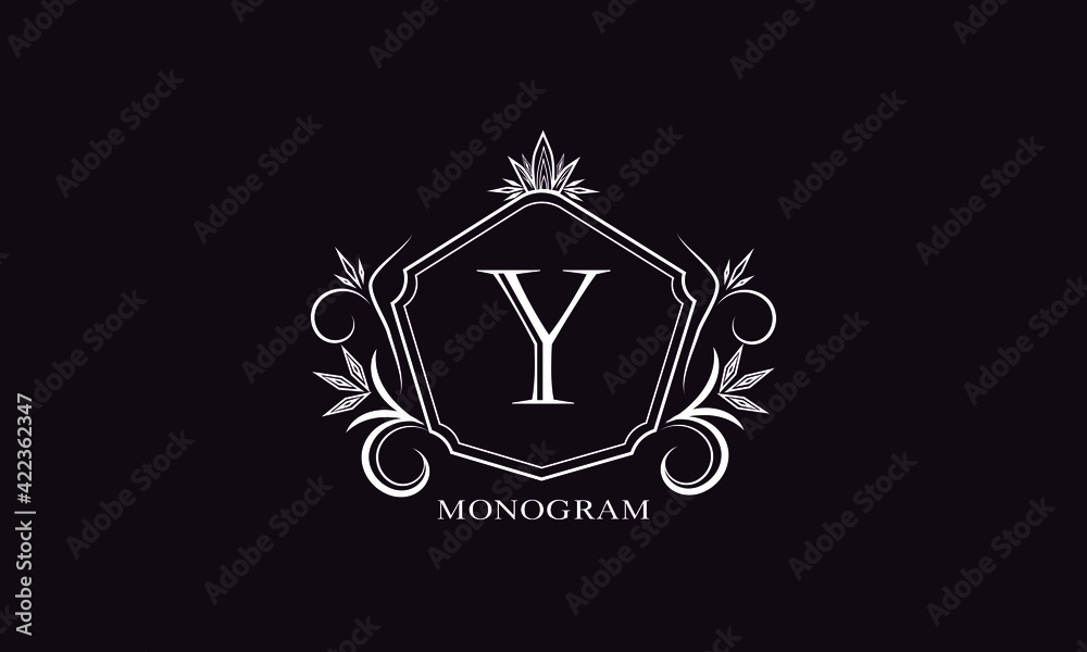 Exquisite logo with elegant letter Y. Design of a stylish monogram, business sign, symbol, heraldry