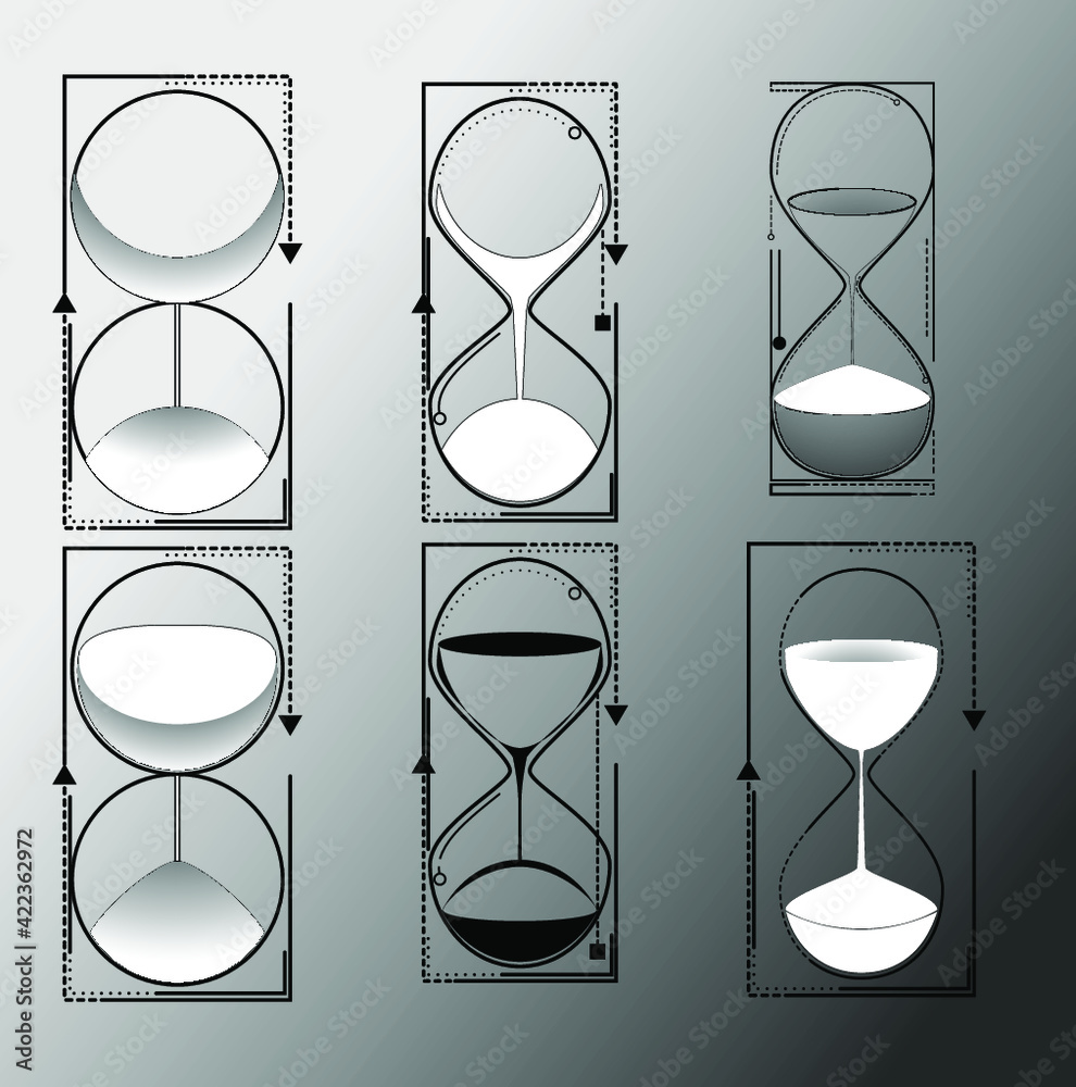 Fototapeta premium icon of hourglass vector and isolate. Time of sand graphic design.dot artwork of hourglass