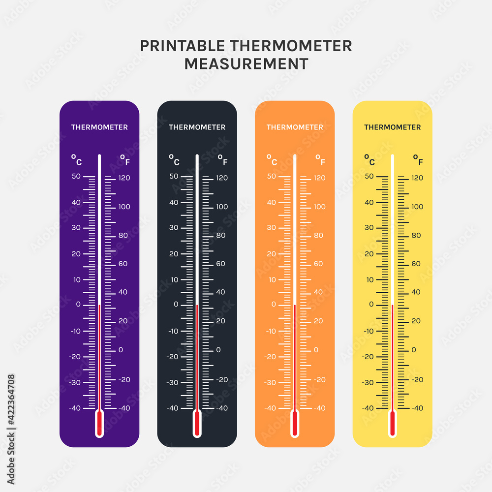 printable of thermometer use for measurement of air temperature, body