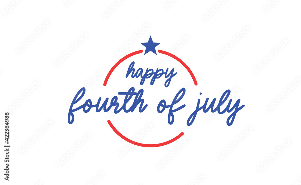 Obraz premium Fourth of July celebration emblem. Happy independence day. United states of America patriotic symbol. American flag colors.