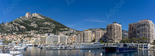 panorama view of the harbor of Cape d'Ail and hotels in the Fontvielle District of Monaco photo