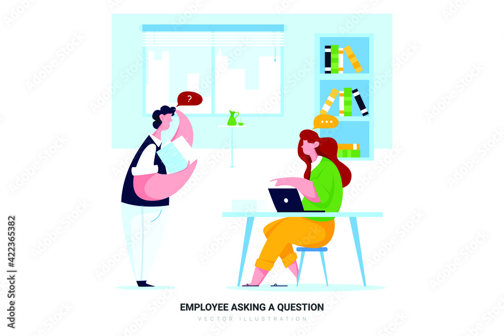 Employee Asking a Question Vector Illustration concept. 