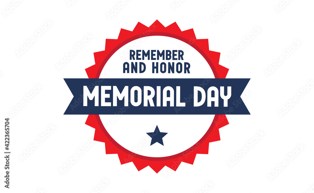 Obraz premium Memorial day badge design. United states veteran national holiday. Red, white and blue american flag colors.