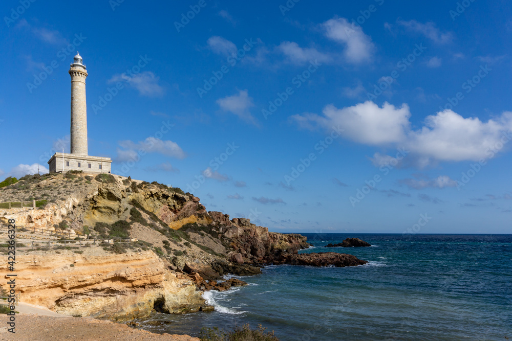 view of the lighthouse at Capo Palos in Murcia in southeastern Spain
