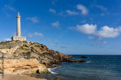 view of the lighthouse at Capo Palos in Murcia in southeastern Spain