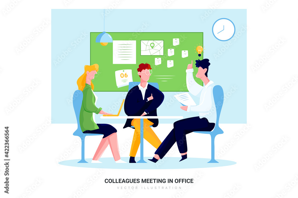 Colleagues Meeting in Office Illustration Concept Colleagues Meeting in Office Illustration Concept
