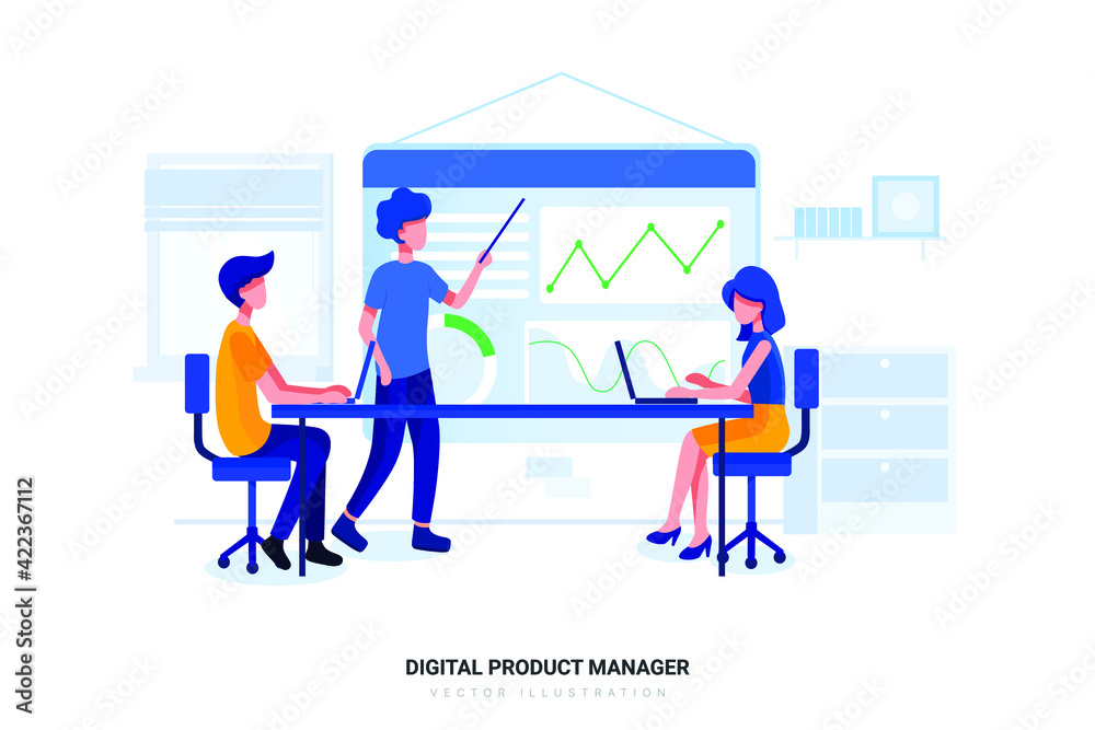 Digital Product Manager Illustration Concept Digital Product Manager Illustration Concept