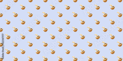 Seamless background with champignons on blue. pattern