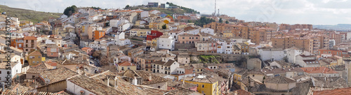 panorama view of the rooftops and colorful houses of the old city center of Cuenca