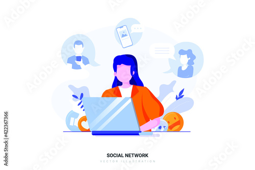 Social Network Vector Illustration concept. Flat illustration isolated on white background.