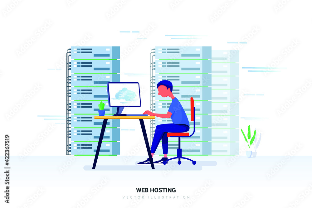 Naklejka Web hosting Vector Illustration concept. Flat illustration isolated on white background.