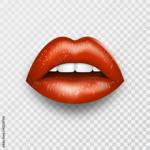 Brightly painted lips