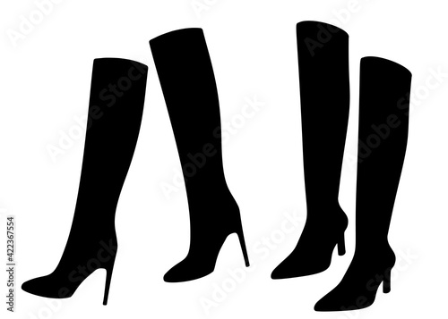 High womens boots with heels in the set.