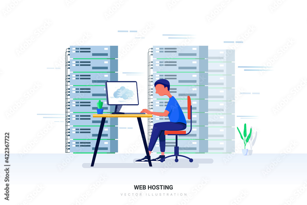 Web hosting Vector Illustration concept. Flat illustration isolated on