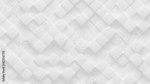 Rotated white cube boxes block background wallpaper with random offset, 3D illustration © Shawn Hempel