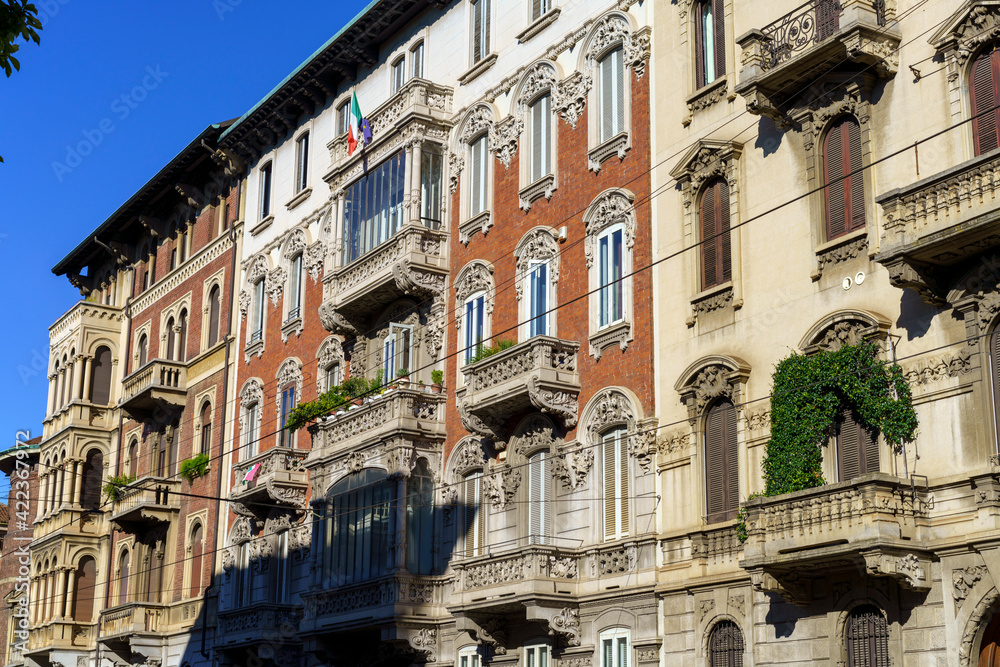 Milan, Italy: historic buildings along via Ariosto