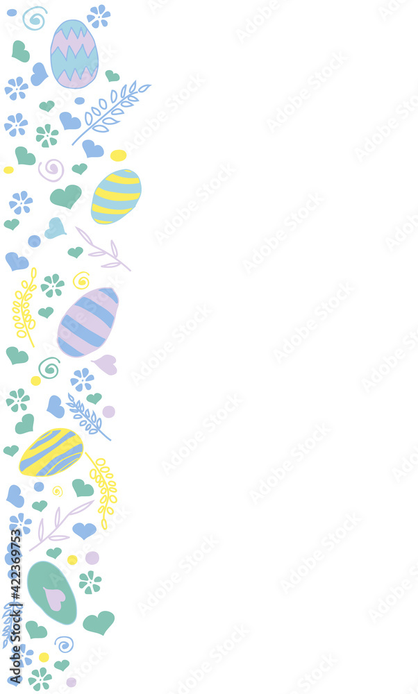 Vector illustration template easter card with small details. Web and print design. EPS 10. Pale colors.